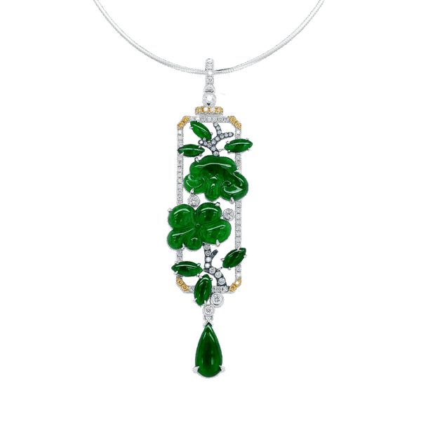 Blessings of Bloom Jadeite Diamond Pendant