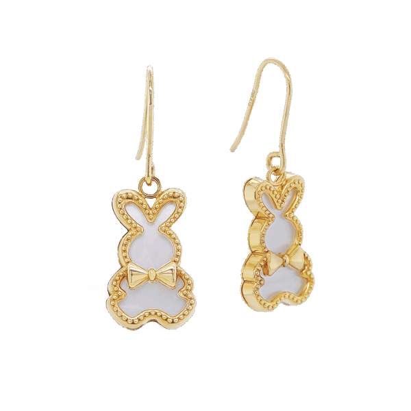 Moonlit Golden Hare Dangle Earrings
