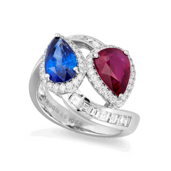 Bypass Ruby Sapphire Diamond Ring