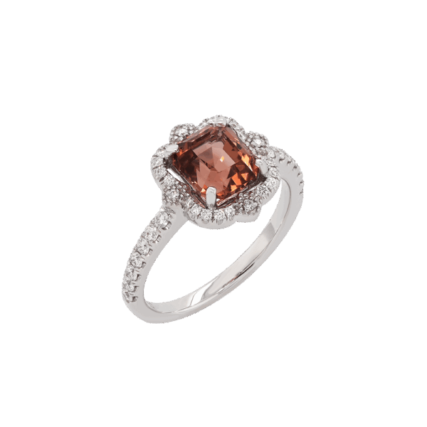 Clarine Orange Tourmaline Diamond Ring