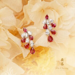 Crimson Waltz Ruby Diamond Earrings