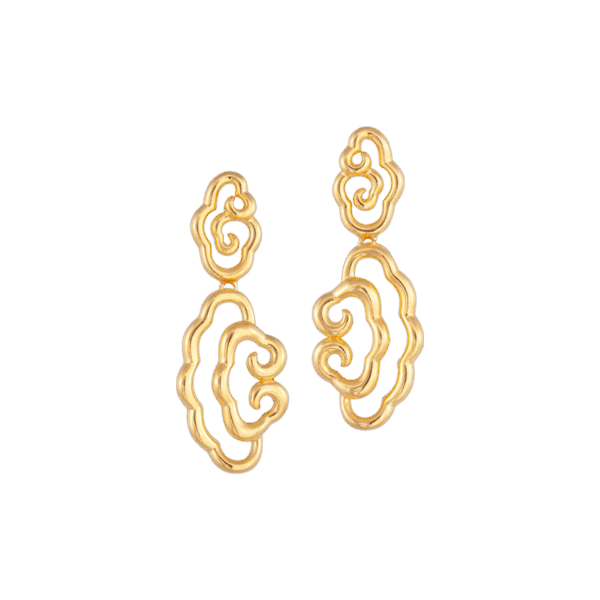 916 Gold Si Dian Jin Designer Series: Cumulus Dangling Earrings