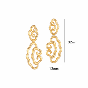 916 Gold Si Dian Jin Designer Series: Cumulus Dangling Earrings