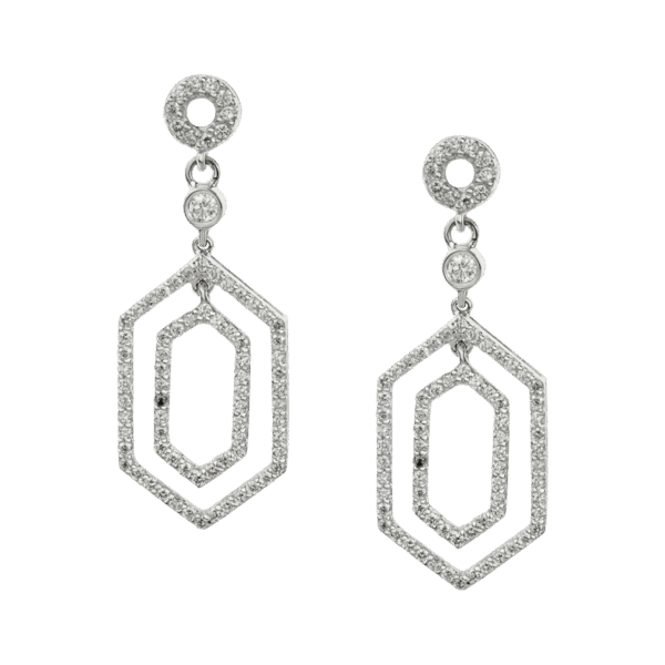 Esagon Diamond Dangling Earrings