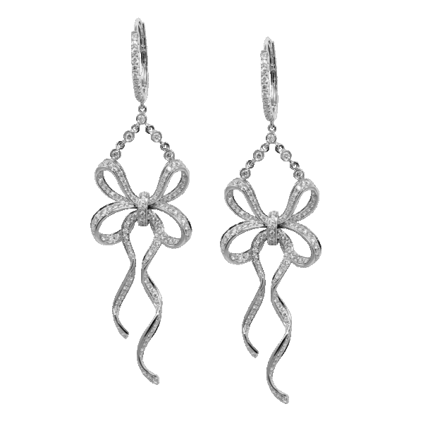 "Ribbon" Diamond Dangling Earrings