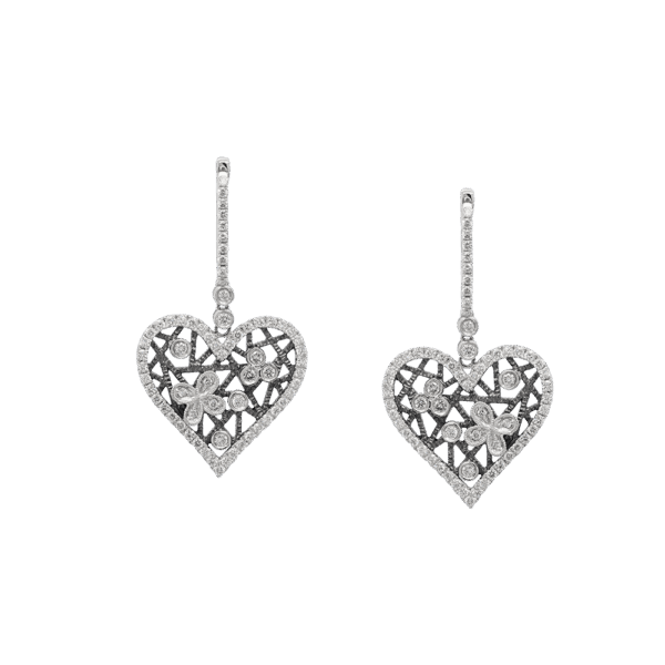 Blossom Hearts Diamond Dangling Earrings