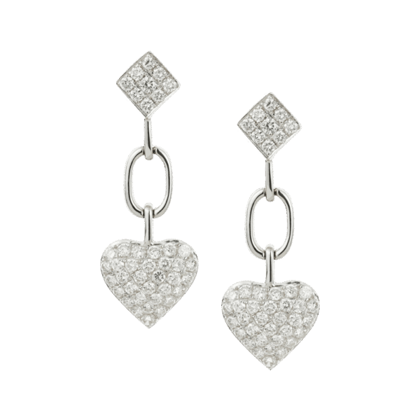 Diamond Hearts Diamond Dangling Earrings