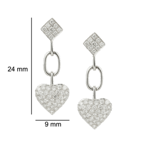 Diamond Hearts Diamond Dangling Earrings