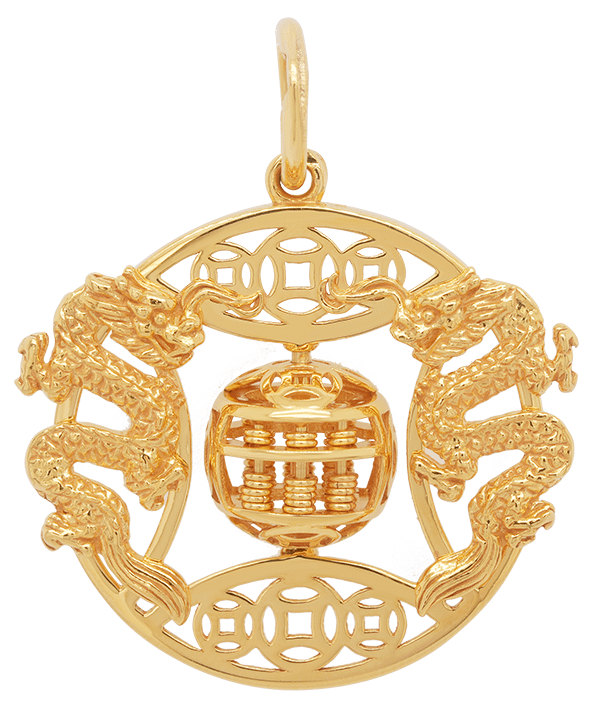 Wealth Abundance Dragon 916 Gold Pendant