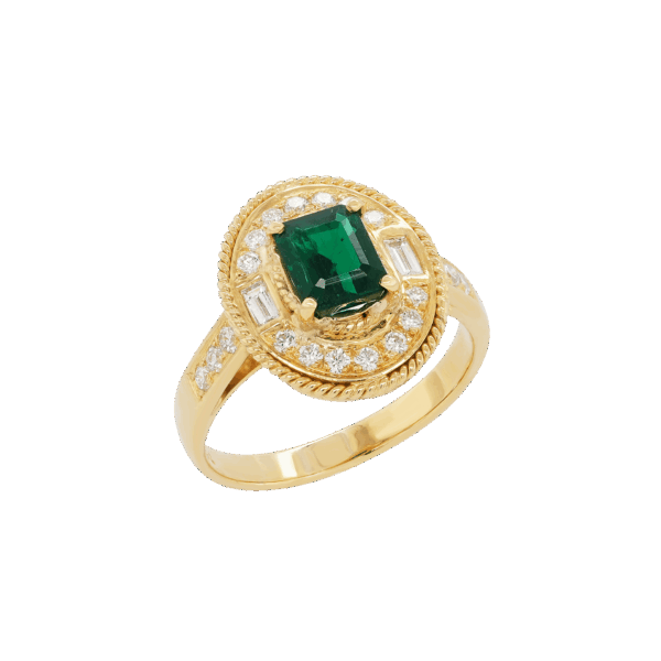 Gatsby Glamour Emerald Diamond Ring
