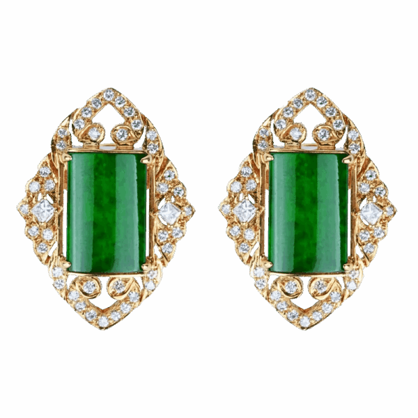 "Heirloom II: Perennial" Jadeite Diamond Earrings