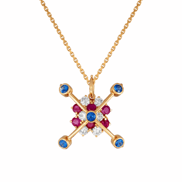 SJDA Designs 2018: Sapphire Ruby Diamond Pendant