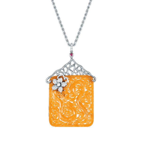 Honey Royale Jadeite Diamond Pendant