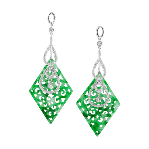 "Losange" Jadeite Diamond Dangling Earrings