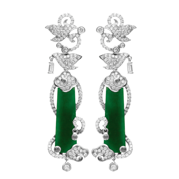 Imperial Green Jadeite Diamond Earrings