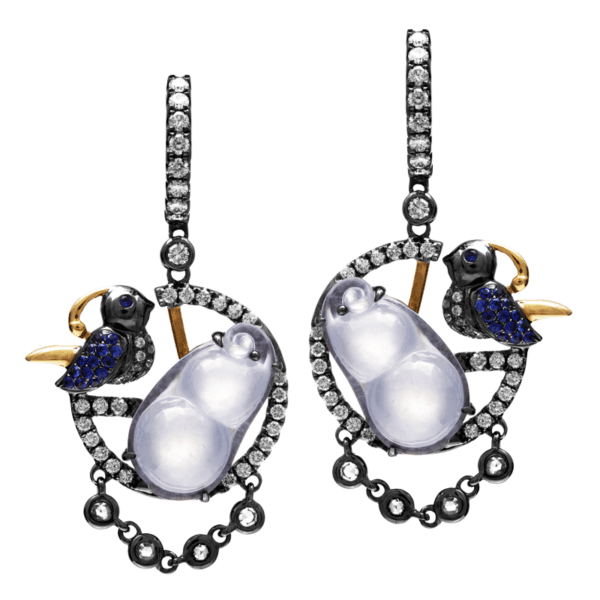Jadeite Sapphire Diamond Earrings