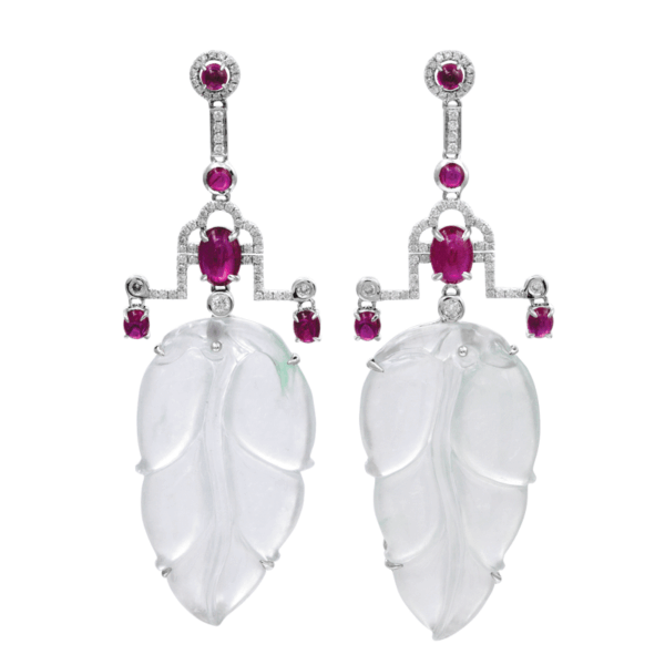Jadeite Ruby Diamond Earrings