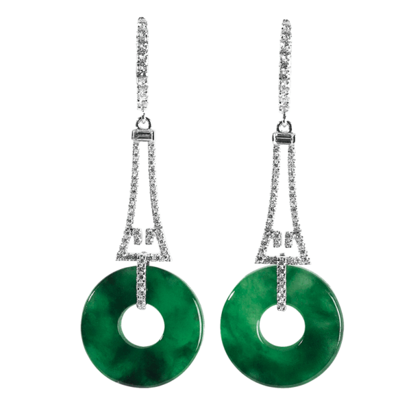 Oneness Jadeite Diamond Drop Earrings