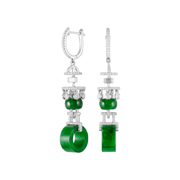 "The Crown" Jadeite Diamond Earrings