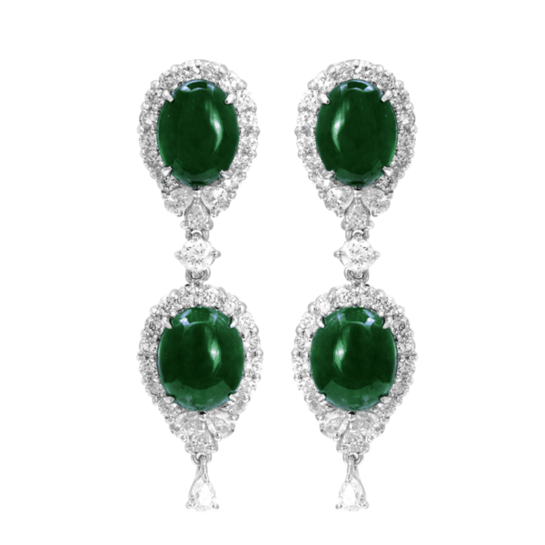 “Opulence” Jadeite Diamond Earrings