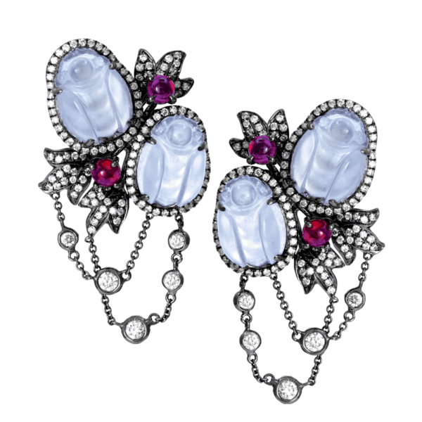 Jadeite Ruby Diamond Earrings