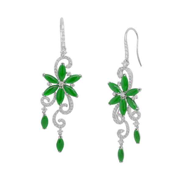 Verdant Whispers Jadeite Diamond Earrings