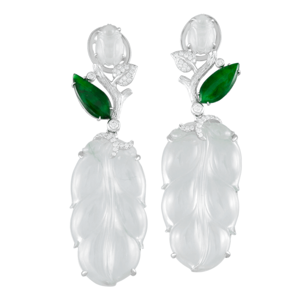 Desirous Jadeite Diamond Earrings