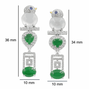 Gleaming Birds Icy Jadeite Diamond Earrings