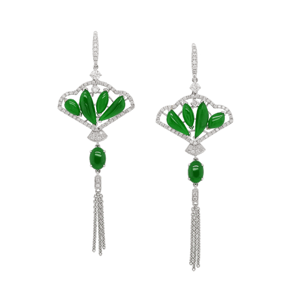 Imperial Jadeite Blossoms Dangling Earrings