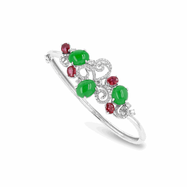 Beau Jardin Jadeite Ruby Diamond Bangle