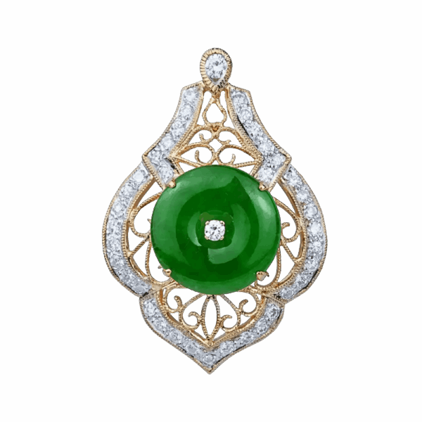 "Heirloom I: Filigree" Jadeite Donut Pendant