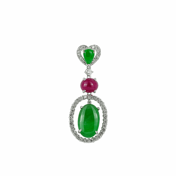 Lea Ruben Jadeite Diamond Ruby Pendant