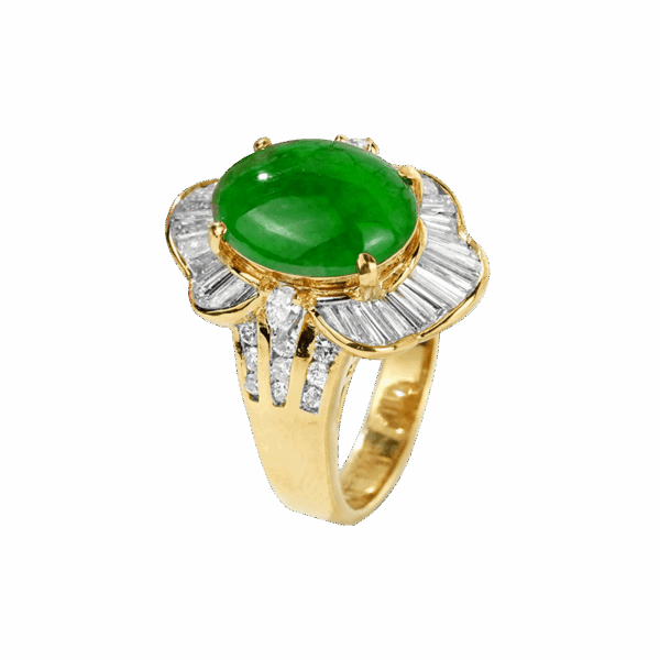 "Pine Flower” Jadeite Diamond Ring