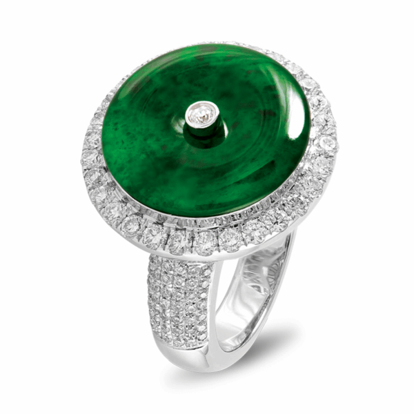 Bi Jadeite Diamond Ring