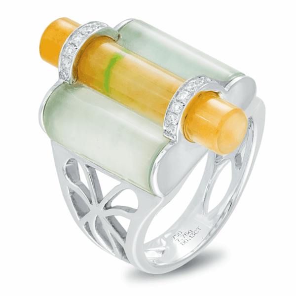 Honey Ice Jadeite Diamond Ring