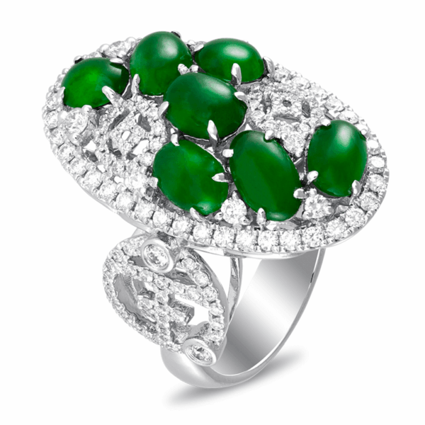 ”Luxuriance”Jadeite Diamond Ring
