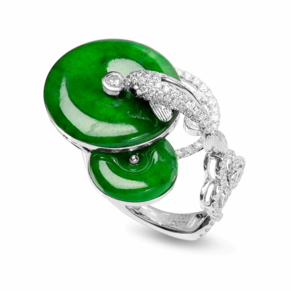 “Sprint of Life”Jadeite Diamond Ring