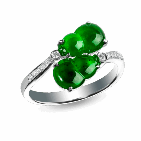 Double Gourd Jadeite Diamond Ring