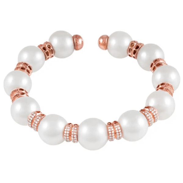 Crest Regal White South Sea Pearl Diamond Bangle