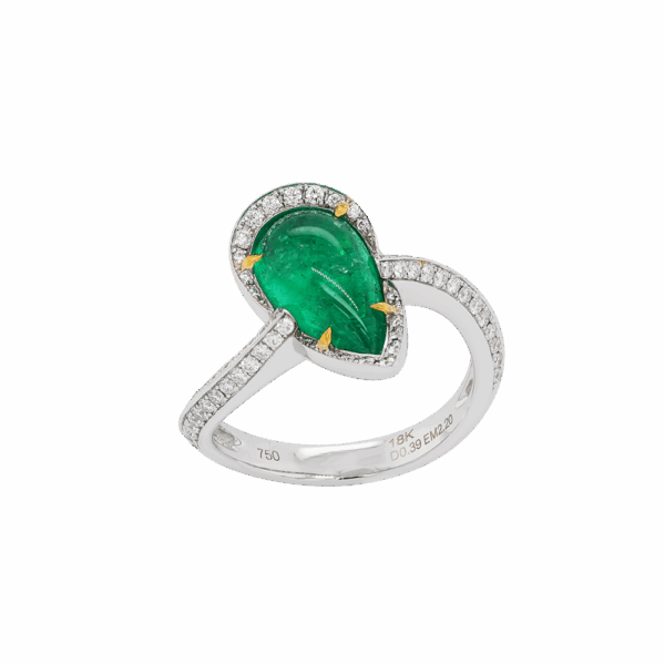 Gentle Wave Emerald Diamond Ring