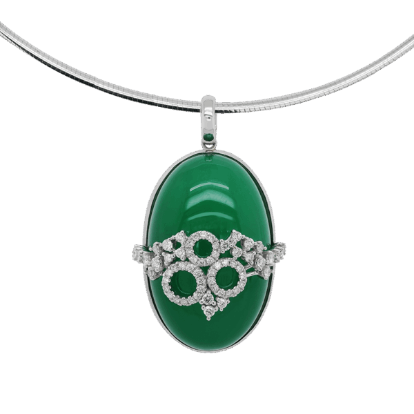 Green Chalcedony Diamond Pendant