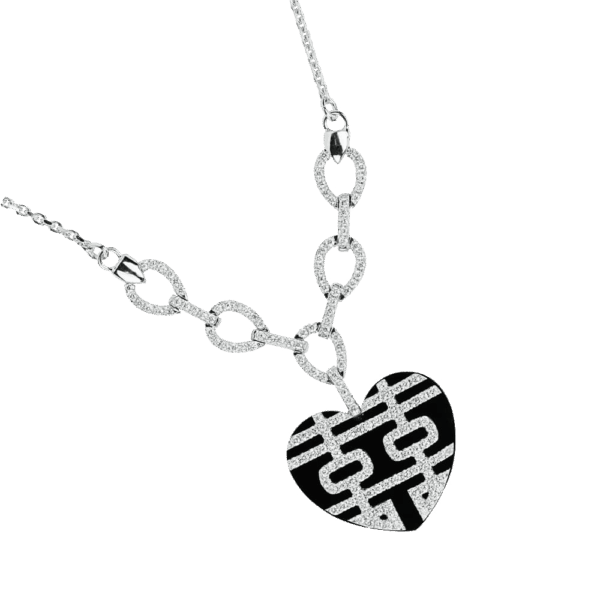 "Double Happiness" Onyx Diamond Necklace