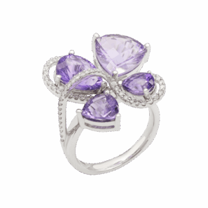 "Malva" Amethyst Diamond White Gold Ring