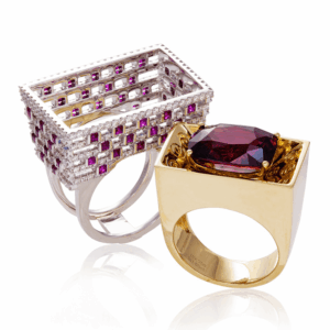 Fortress Flame Garnet Diamond Ring