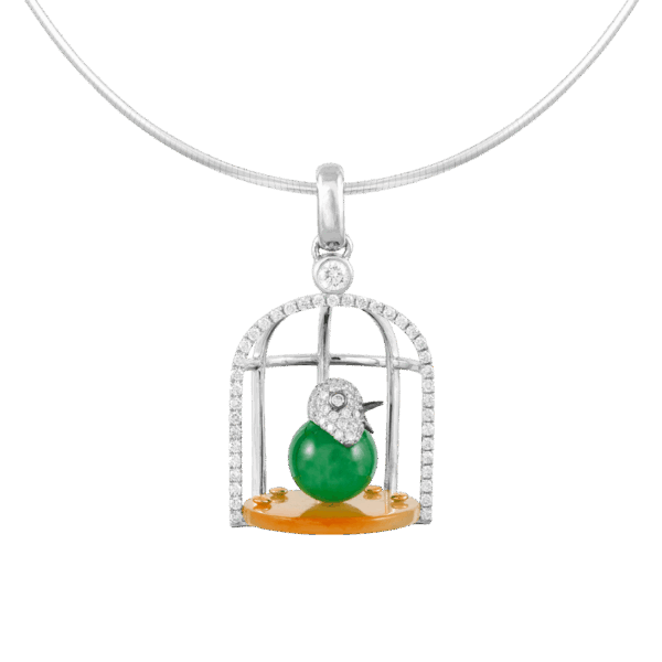 "En Chantant" Jadeite Diamond Pendant