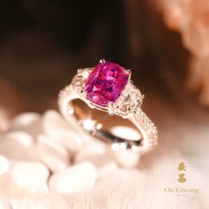 Fuchsia Flame Pink Sapphire Diamond Ring
