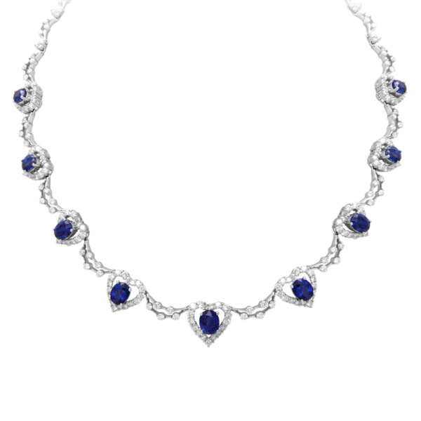 Heart to Heart Sapphire Diamond Necklace