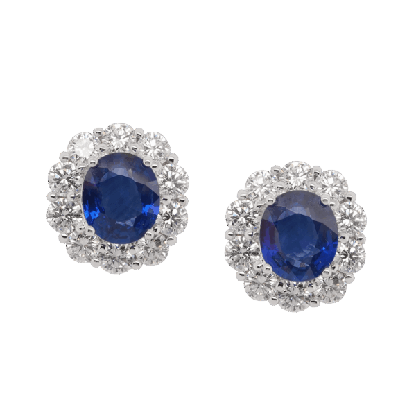 Royal Azure Sparkle Blue Sapphire Diamond Earrings