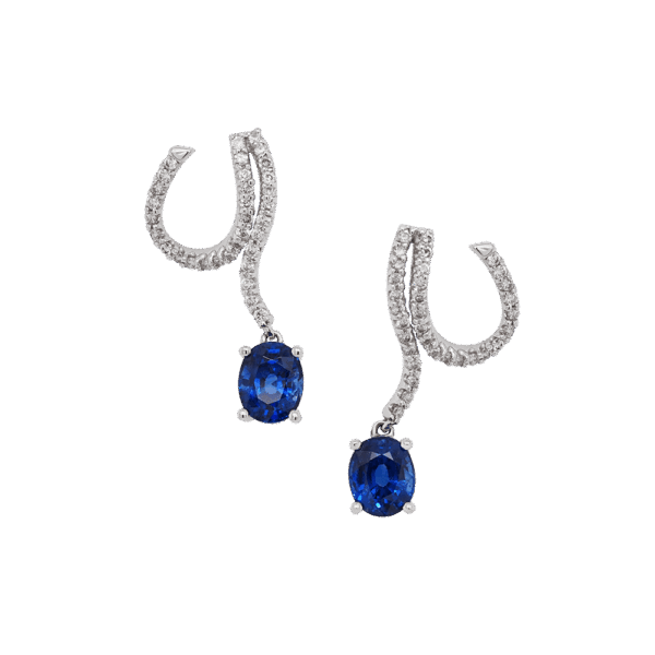 Twizzle Sapphire Diamond Dangling Earrings