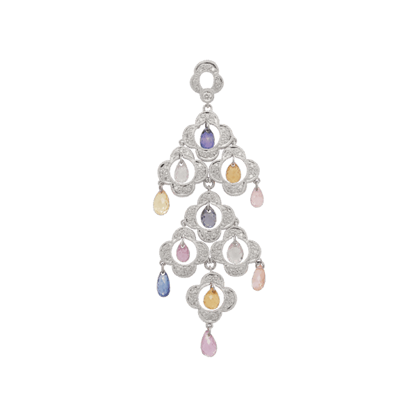 "Celestial Cascade" Mixed Sapphire Diamond Pendant